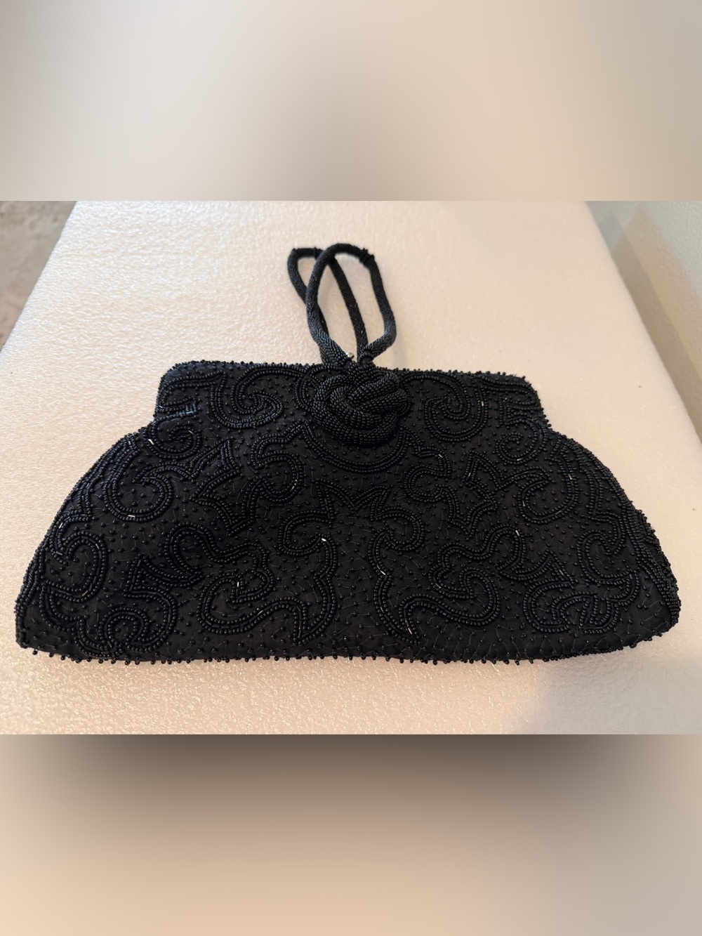 Vintage Schildkraut Black Beaded Formal Clutch Purse - Picture 4 of 13